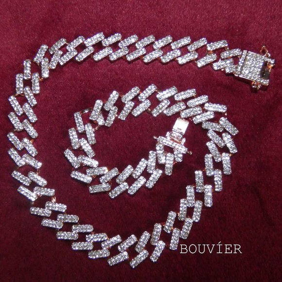 18K Rose Gold Diamond London Cuban Link Chain - Picture 2 of 3
